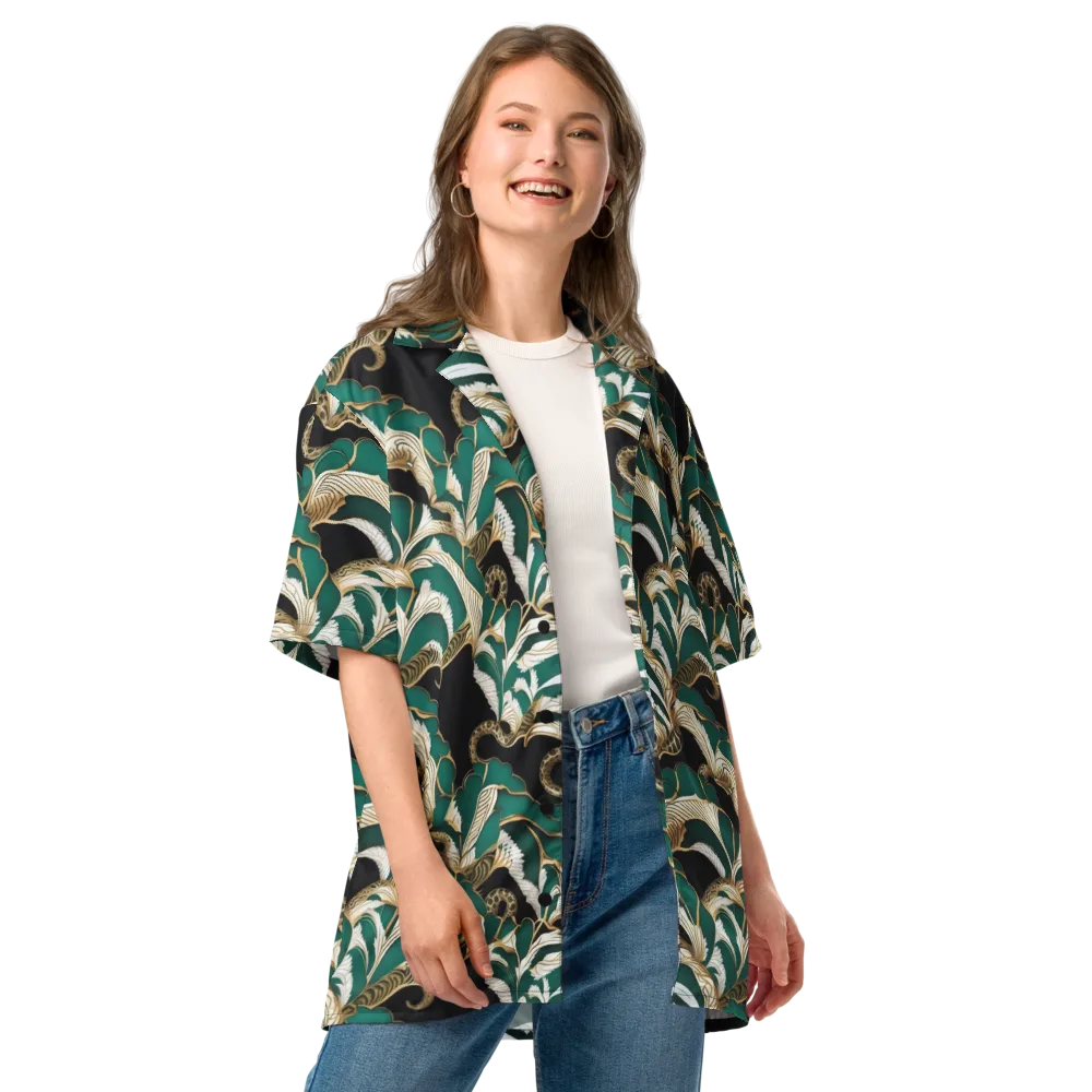Emerald Serpent Garden on Button Shirt — Front