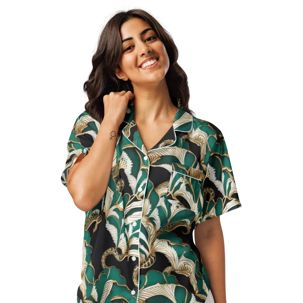 Emerald Serpent Garden on Women's Short Sleeve Pajama Top — Front
