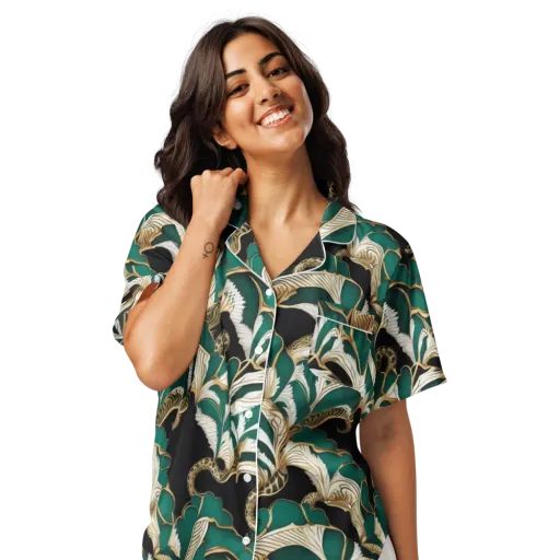 Emerald Serpent Garden on a Women's Short Sleeve Pajama Top
