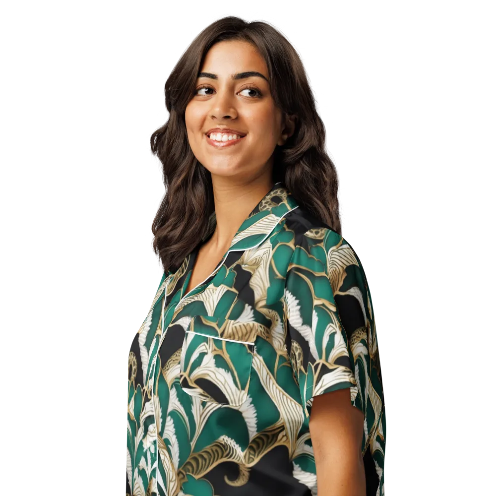 Emerald Serpent Garden on Women's Short Sleeve Pajama Top — Left Front