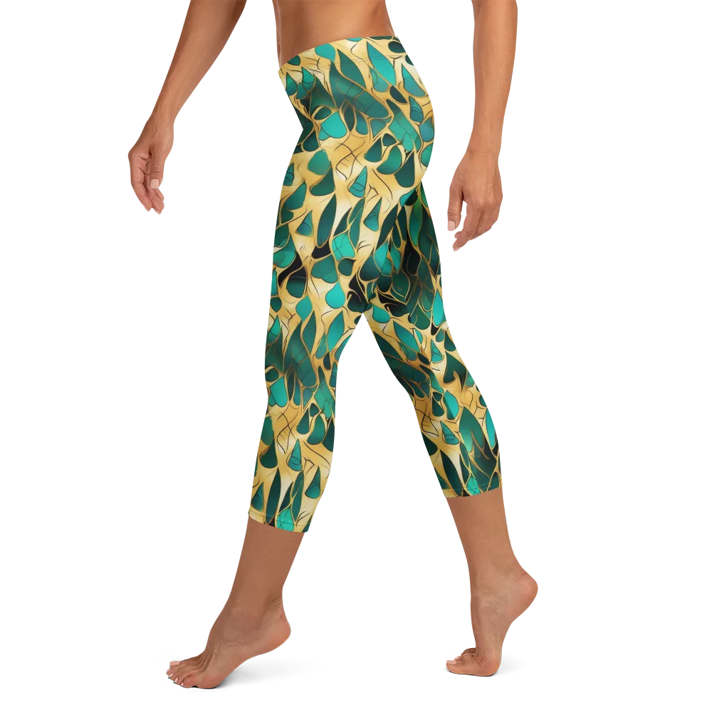 Gilded Coral on Capri Leggings — Left