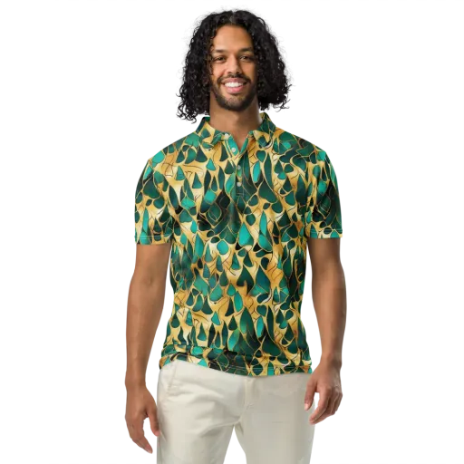 Gilded Coral on a Men's Slim Fit Polo Shirt