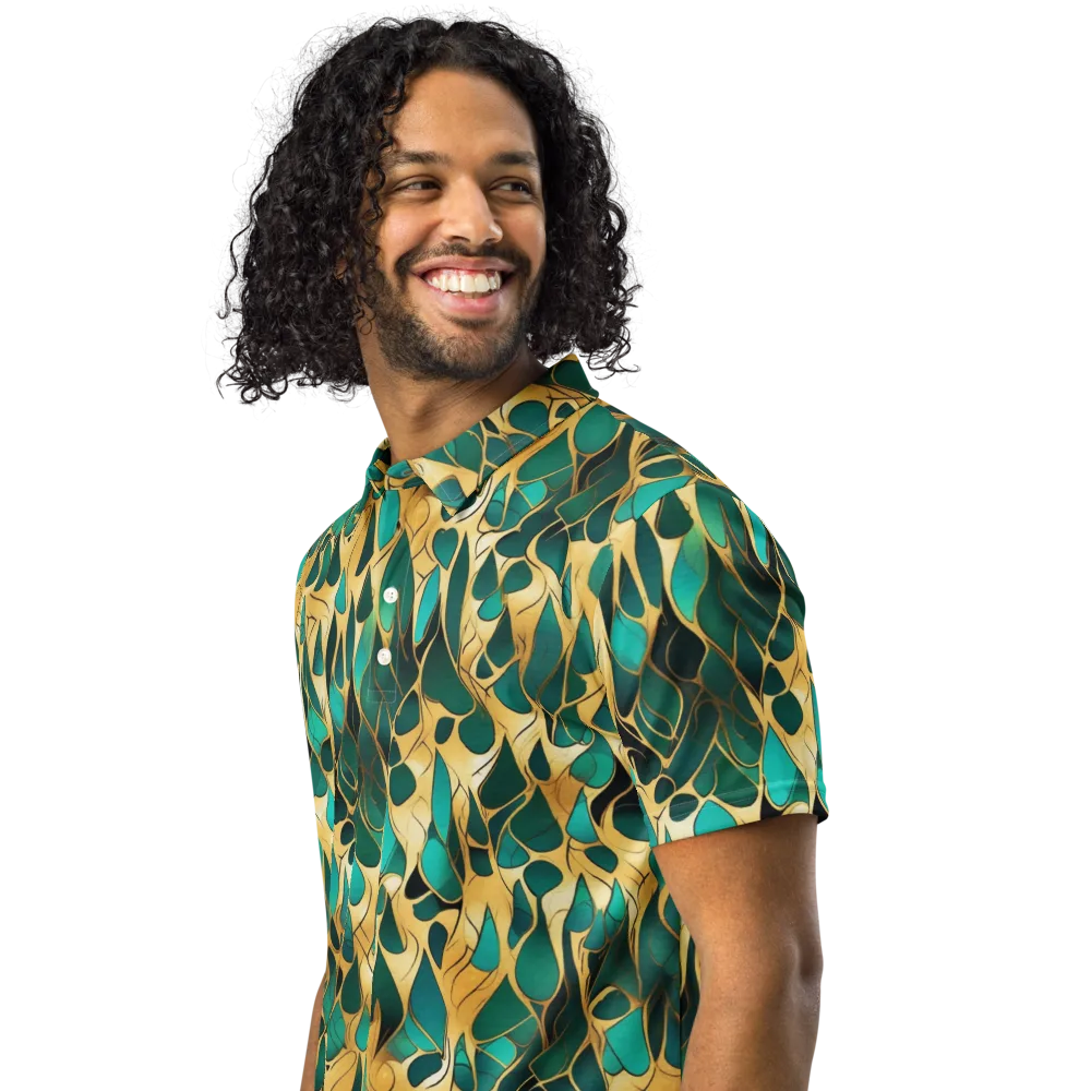 Gilded Coral on Men's Slim Fit Polo Shirt — Left Front