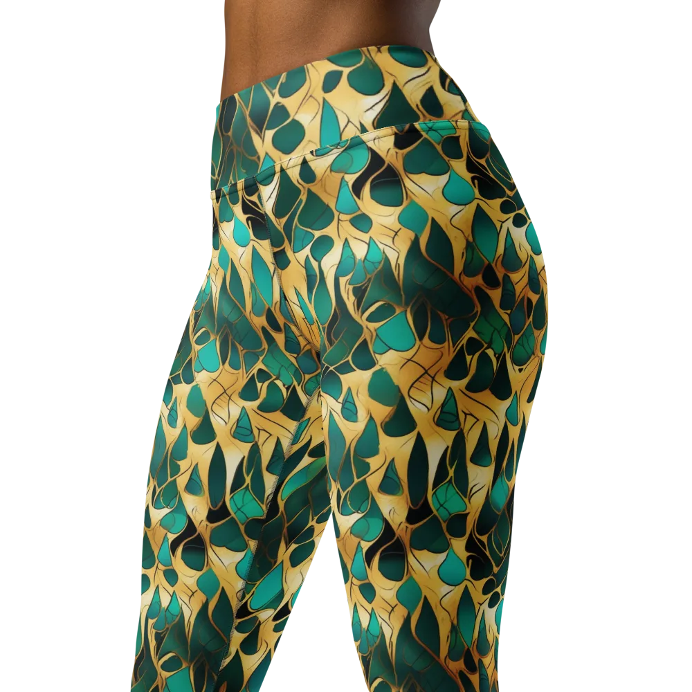 Gilded Coral on Yoga Leggings — Left Front