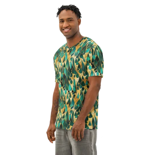 Gilded Coral on a Men's Cotton Crew Neck T-Shirt
