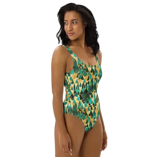 Gilded Coral on a One-Piece Swimsuit