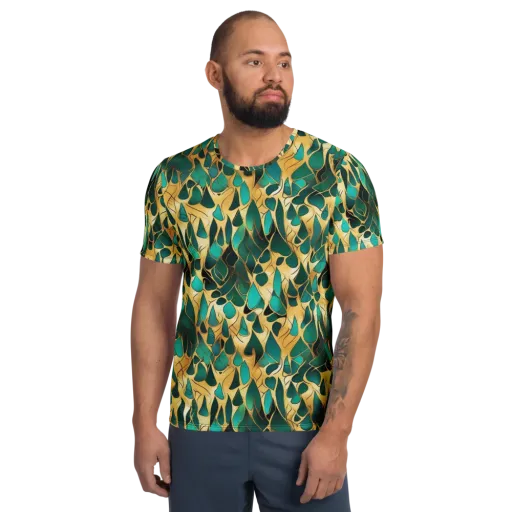 Gilded Coral on a Men's Athletic T-Shirt