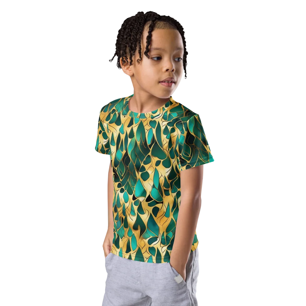 Gilded Coral on Kids Crew Neck T-Shirt — Left Front