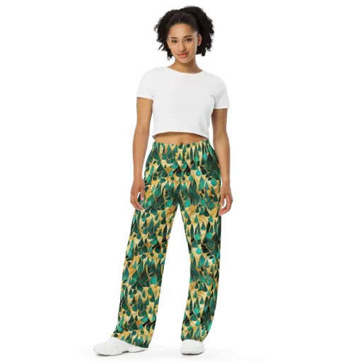 Gilded Coral on a Wide-Leg Pants