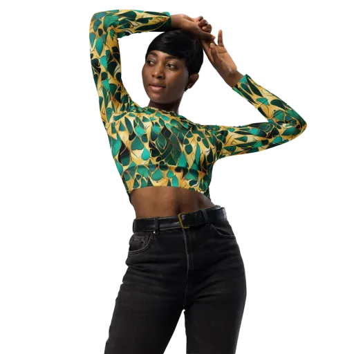 Gilded Coral on a Long Sleeve Crop Top