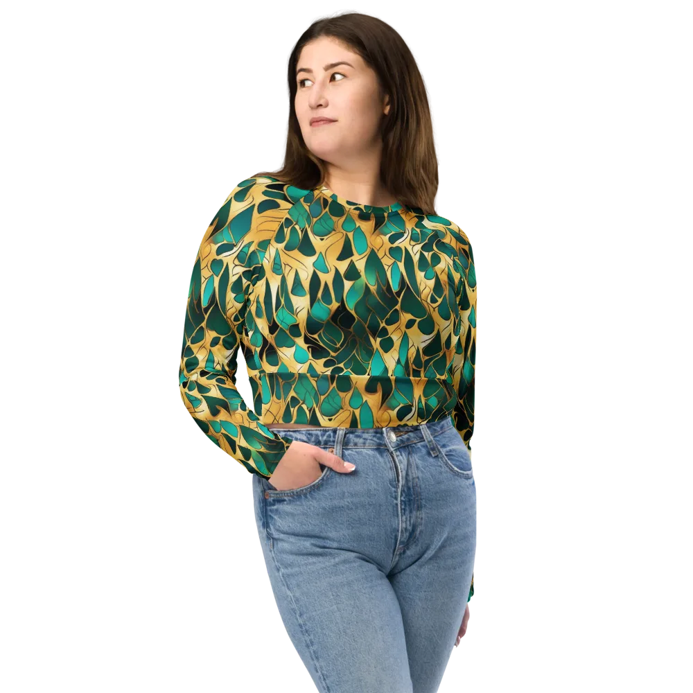 Gilded Coral on Long Sleeve Crop Top — Front