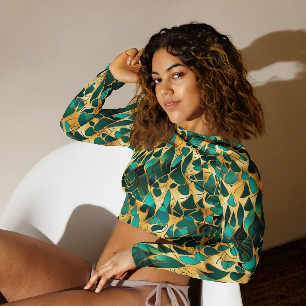 Gilded Coral on Long Sleeve Crop Top — Left Front