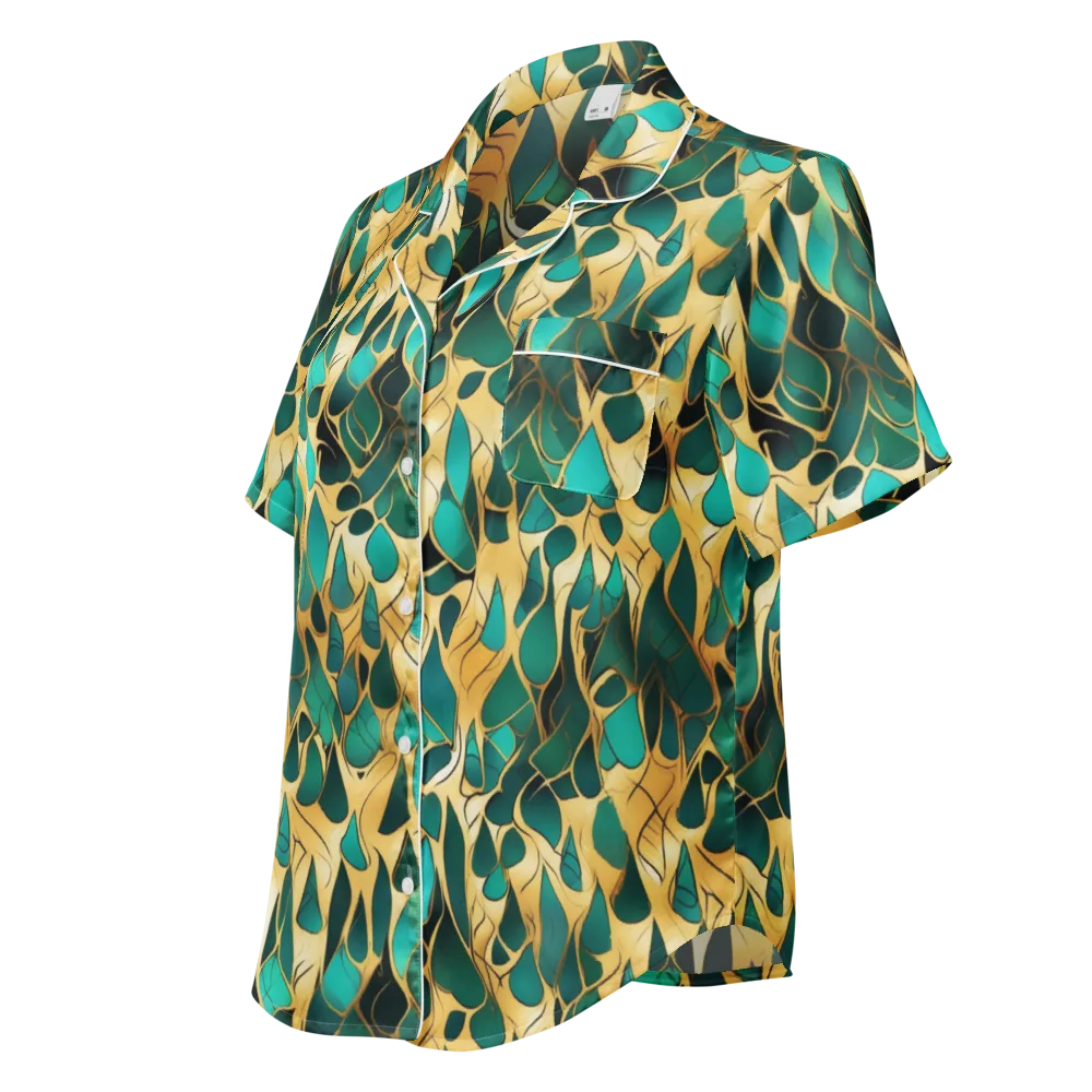 Gilded Coral on Women's Short Sleeve Pajama Top — Left Front