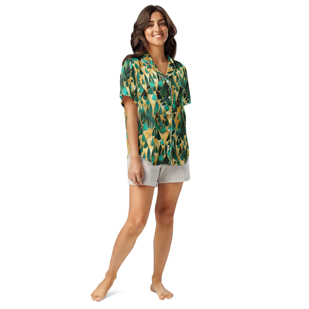 Gilded Coral on Women's Short Sleeve Pajama Top — Front