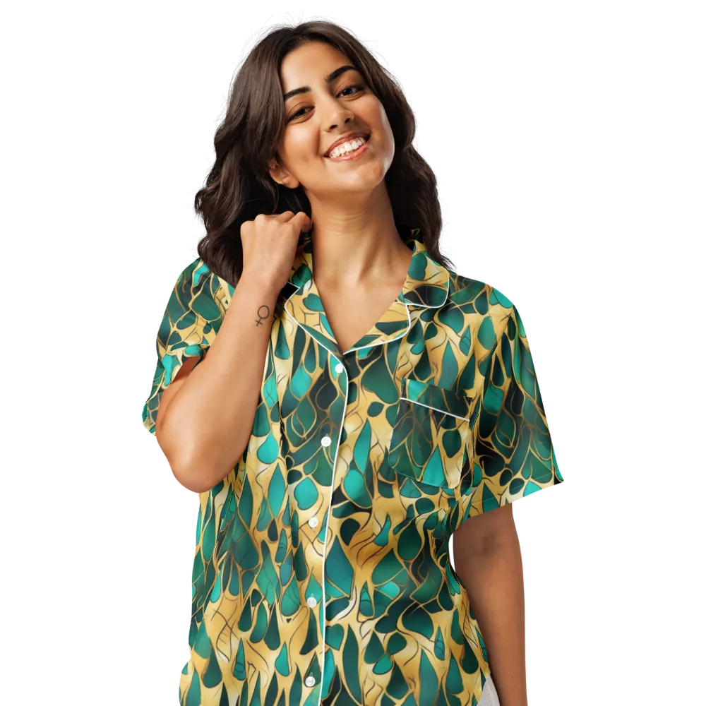 Gilded Coral on Women's Short Sleeve Pajama Top — Front