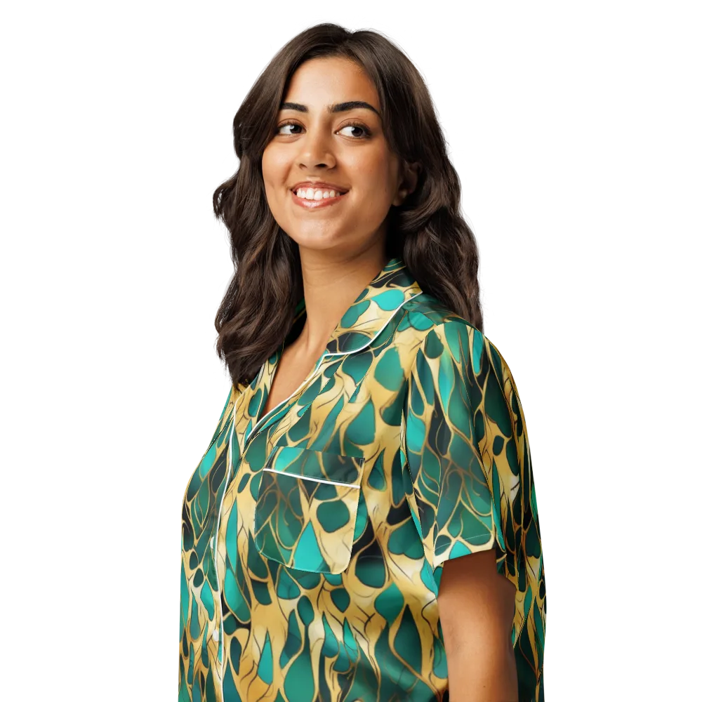 Gilded Coral on Women's Short Sleeve Pajama Top — Left Front