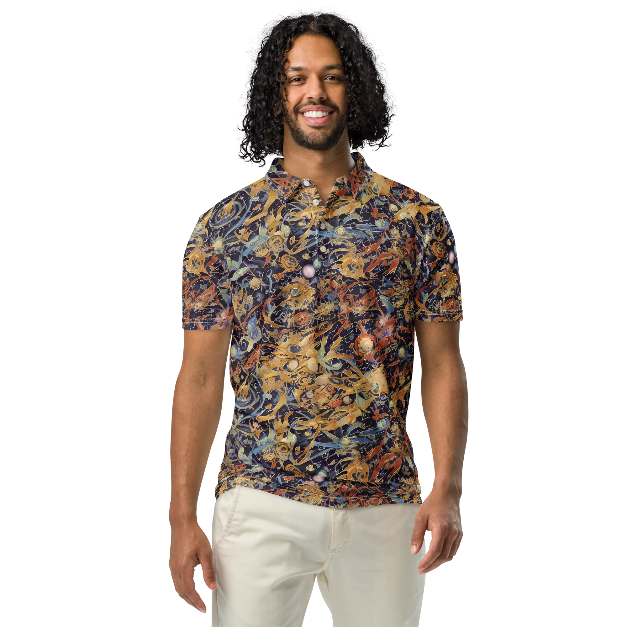 Quantum Symmetry on Men's Slim Fit Polo Shirt — Front