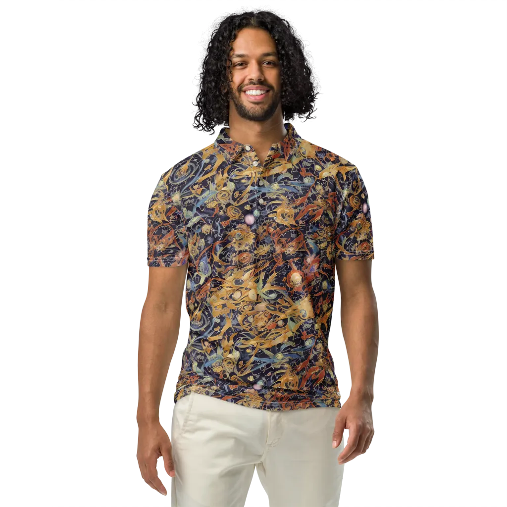 Quantum Symmetry on Men's Slim Fit Polo Shirt — Front