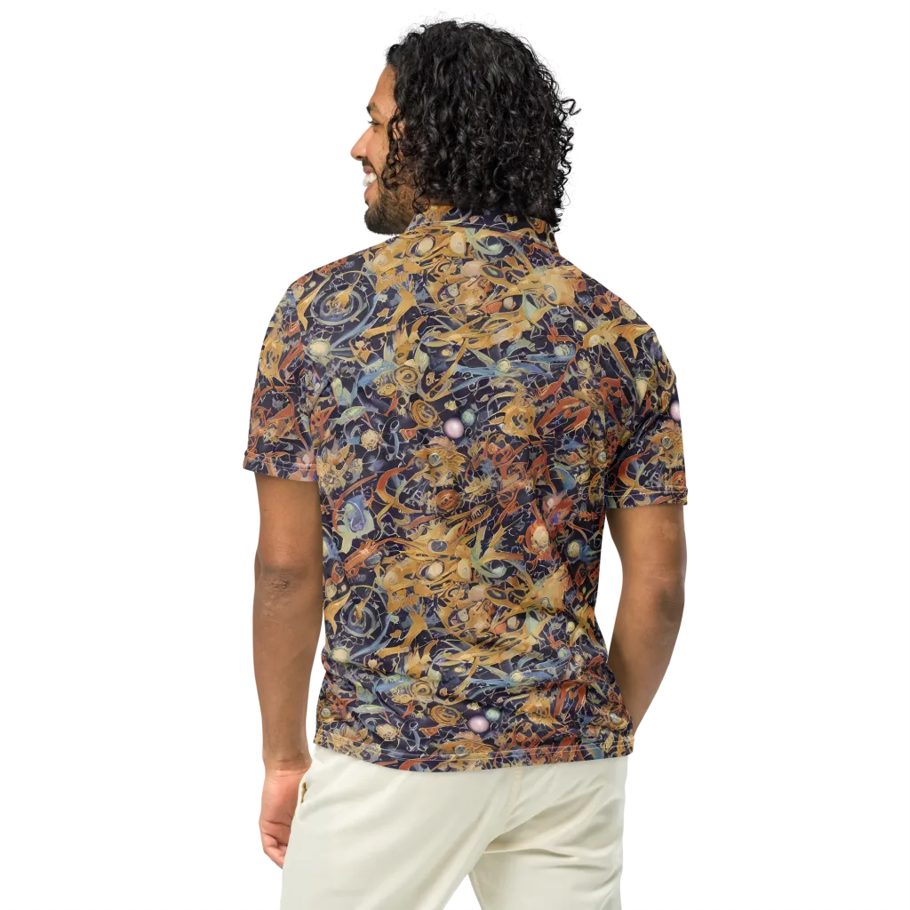Quantum Symmetry on Men's Slim Fit Polo Shirt — Back