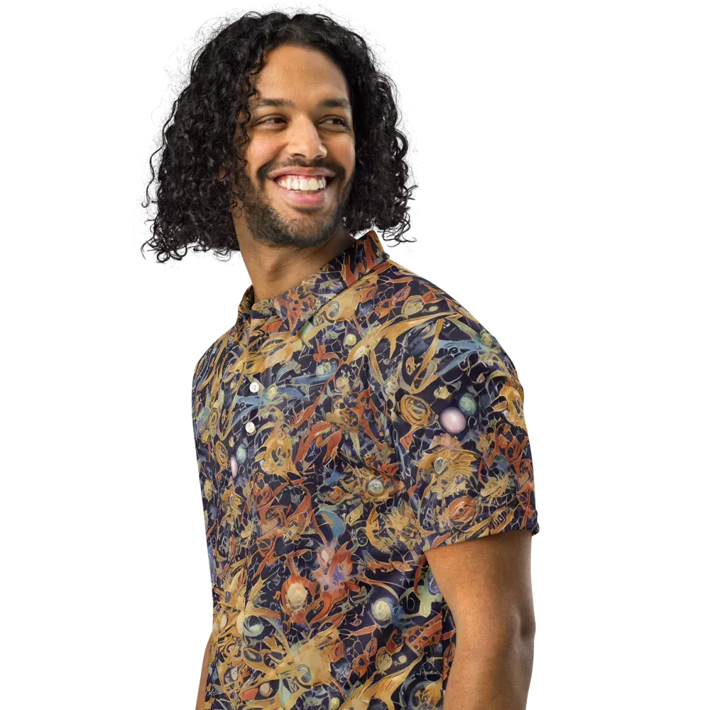 Quantum Symmetry on Men's Slim Fit Polo Shirt — Left Front