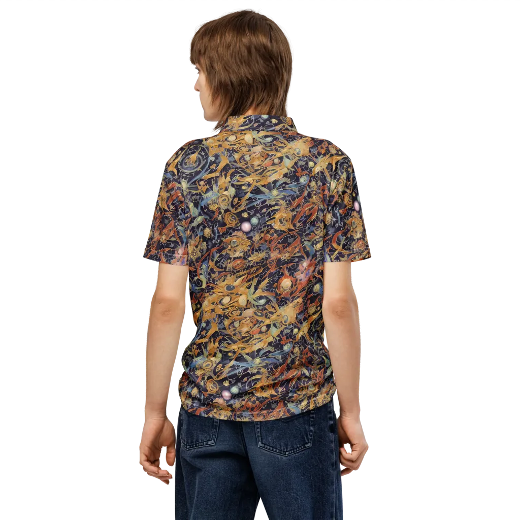 Quantum Symmetry on Men's Slim Fit Polo Shirt — Back