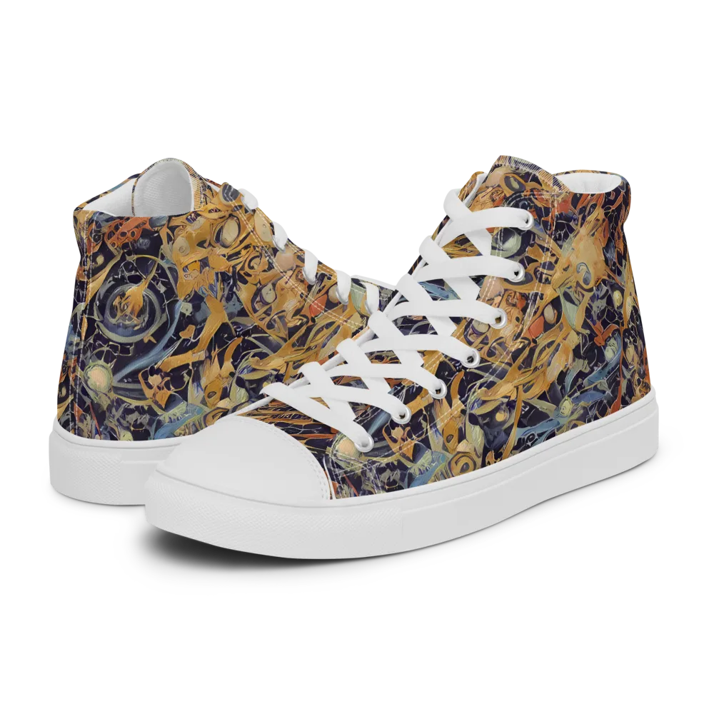 Quantum Symmetry on Men's High Top Canvas Shoes — Left