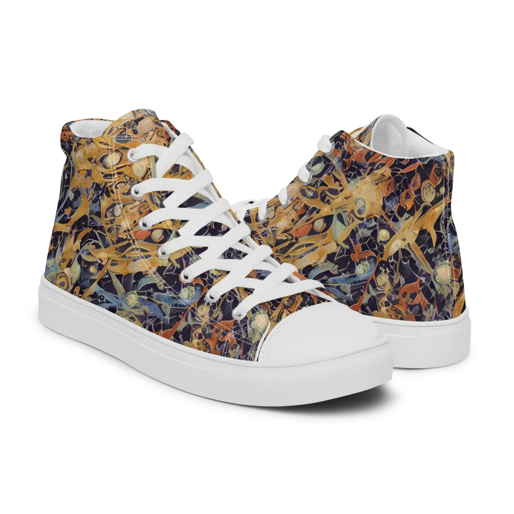 Quantum Symmetry on Men's High Top Canvas Shoes — Right
