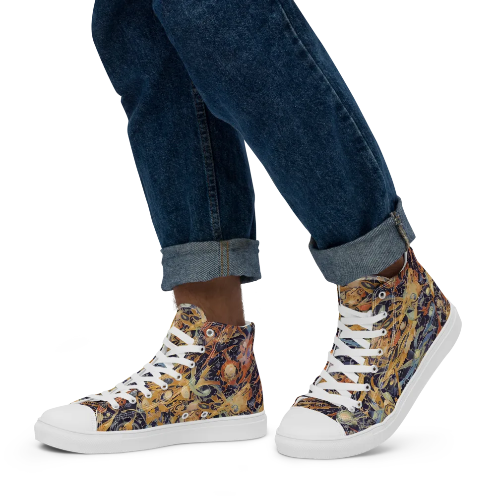 Quantum Symmetry on Men's High Top Canvas Shoes — Left