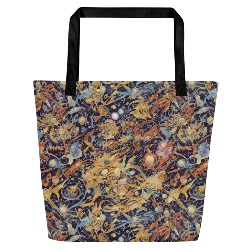 Quantum Symmetry on a Large Tote Bag W/ Pocket