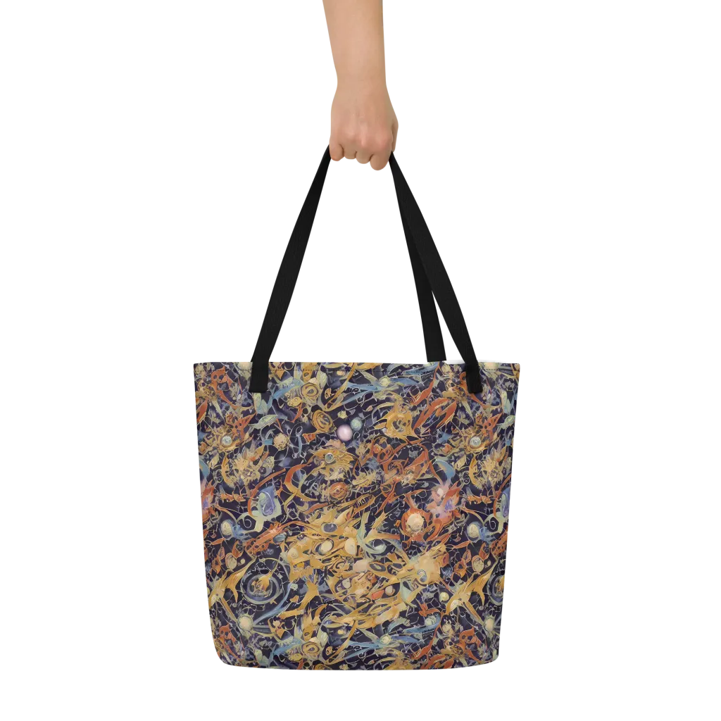 Quantum Symmetry on Large Tote Bag W/ Pocket — Front