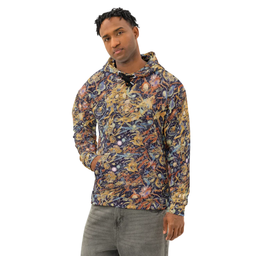 Quantum Symmetry on Cotton Hoodie — Left Front