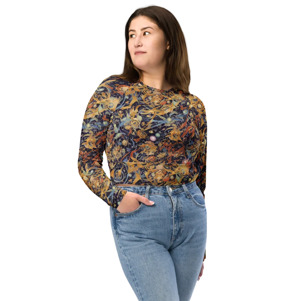 Quantum Symmetry on Long Sleeve Crop Top — Front