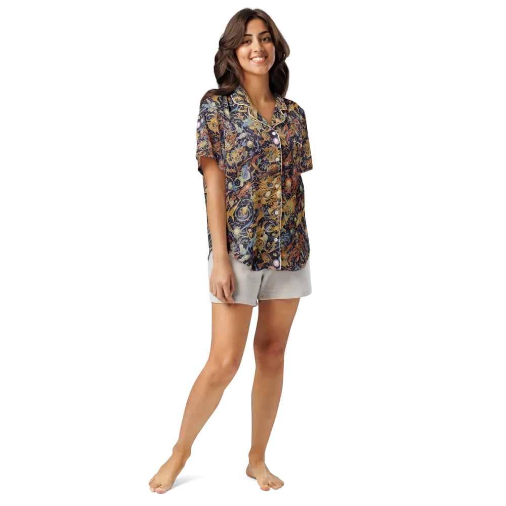 Quantum Symmetry on Women's Short Sleeve Pajama Top — Front