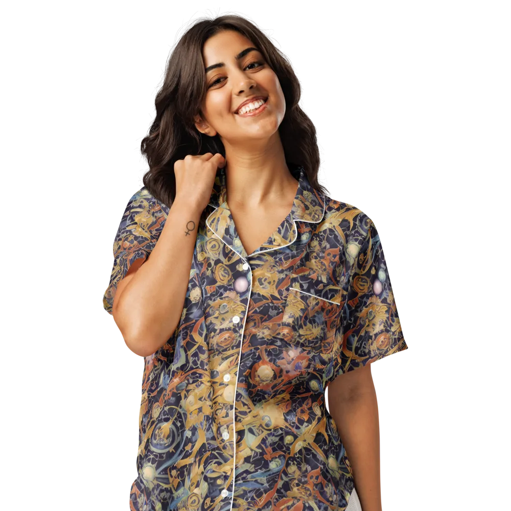 Quantum Symmetry on Women's Short Sleeve Pajama Top — Front