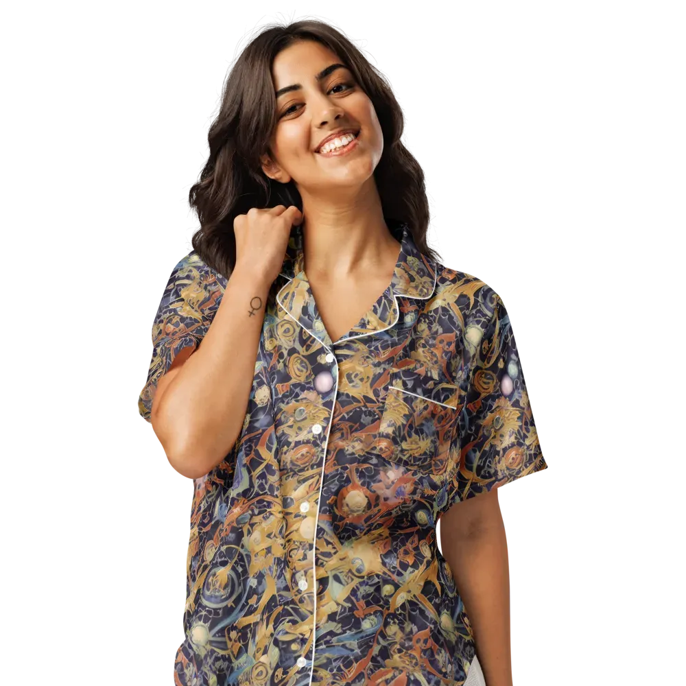 Quantum Symmetry on Women's Short Sleeve Pajama Top — Front