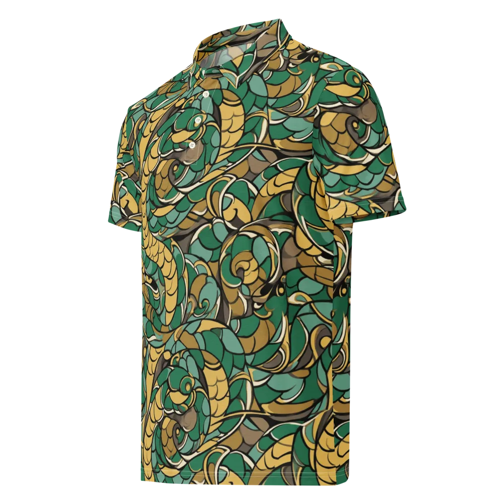 Verdant Dragonwork on Men's Slim Fit Polo Shirt — Left Front