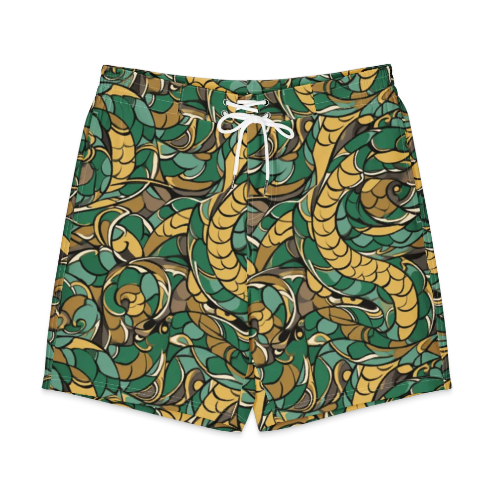 Verdant Dragonwork on Men's Board Shorts — Front