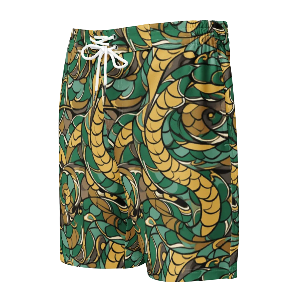 Verdant Dragonwork on Men's Board Shorts — Front