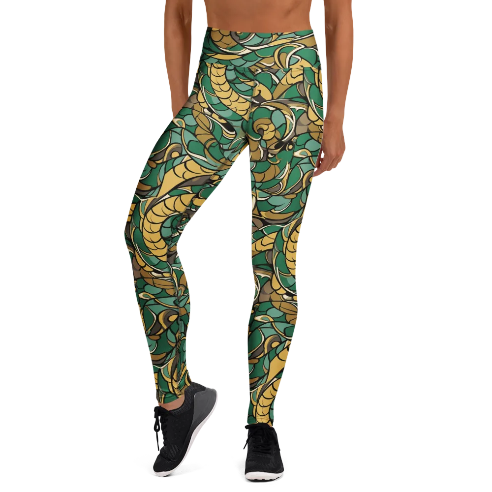 Verdant Dragonwork on Yoga Leggings — Front