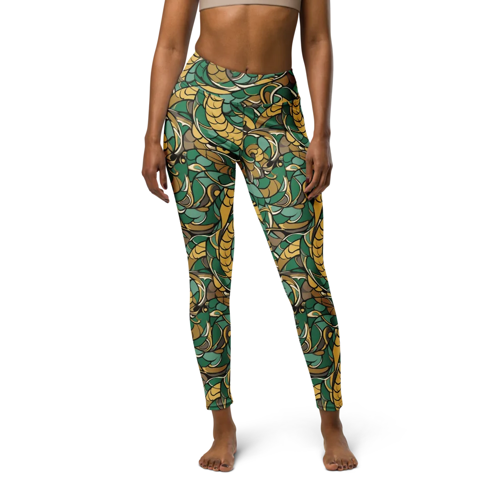 Verdant Dragonwork on Yoga Leggings — Front