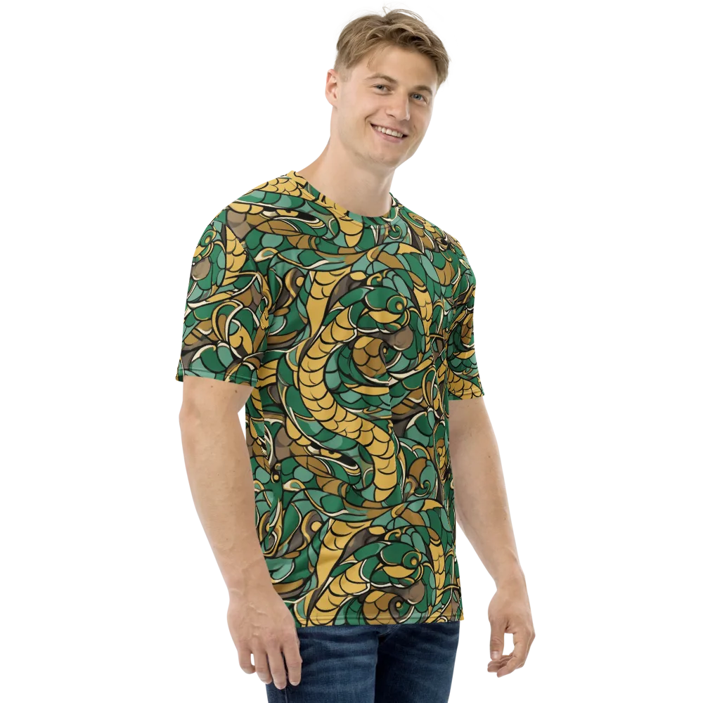 Verdant Dragonwork on Men's Crew Neck T-Shirt — Right