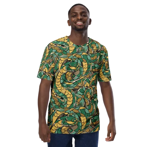 Verdant Dragonwork on a Men's Crew Neck T-Shirt