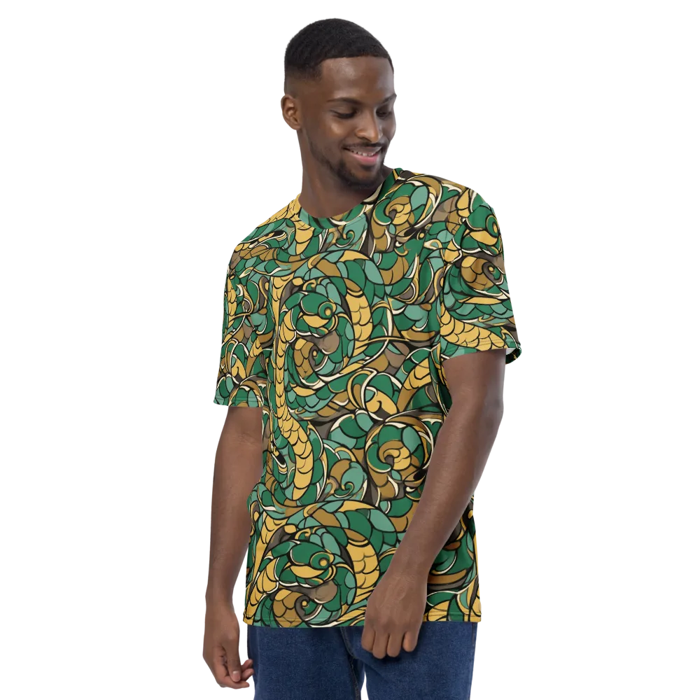 Verdant Dragonwork on Men's Crew Neck T-Shirt — Left