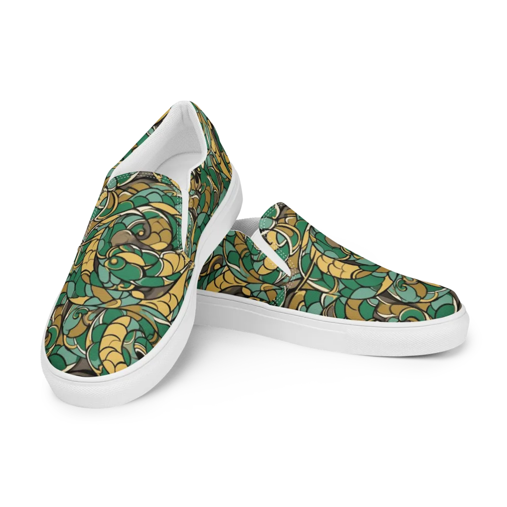 Verdant Dragonwork on Men's Slip-On Canvas Shoes — Left Front