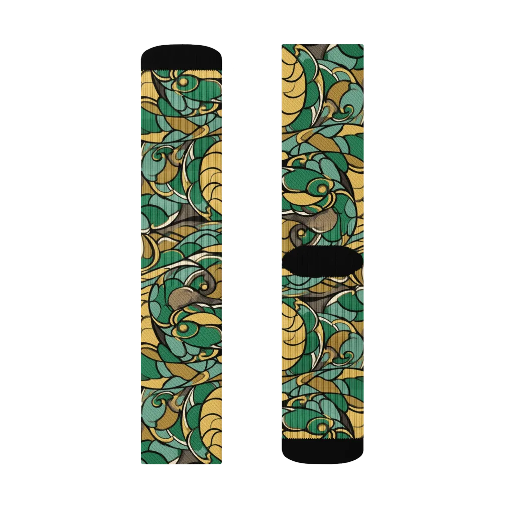 Verdant Dragonwork on Socks — Right Sock