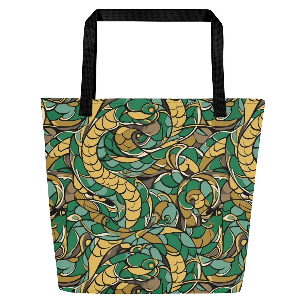Verdant Dragonwork on Large Tote Bag W/ Pocket — Front