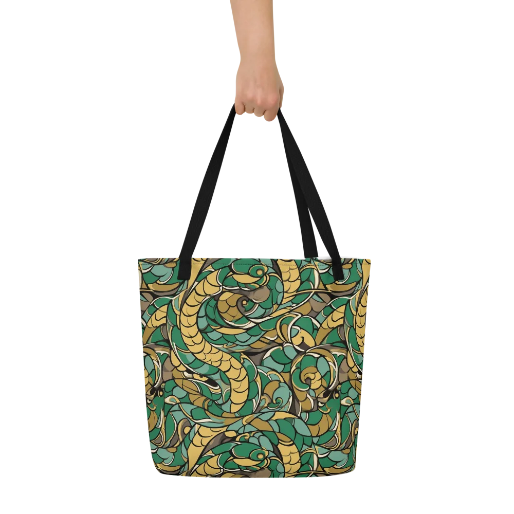 Verdant Dragonwork on Large Tote Bag W/ Pocket — Front