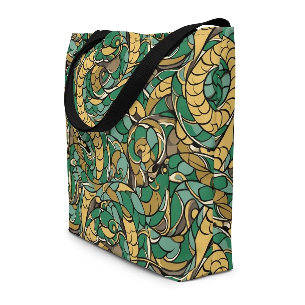 Verdant Dragonwork on Large Tote Bag W/ Pocket — Front