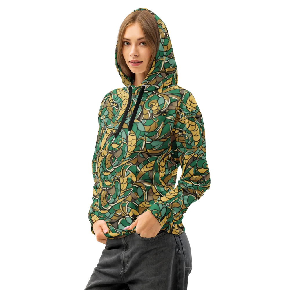 Verdant Dragonwork on Cotton Hoodie — Left Front