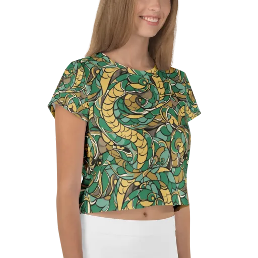 Verdant Dragonwork on a Crop Tee